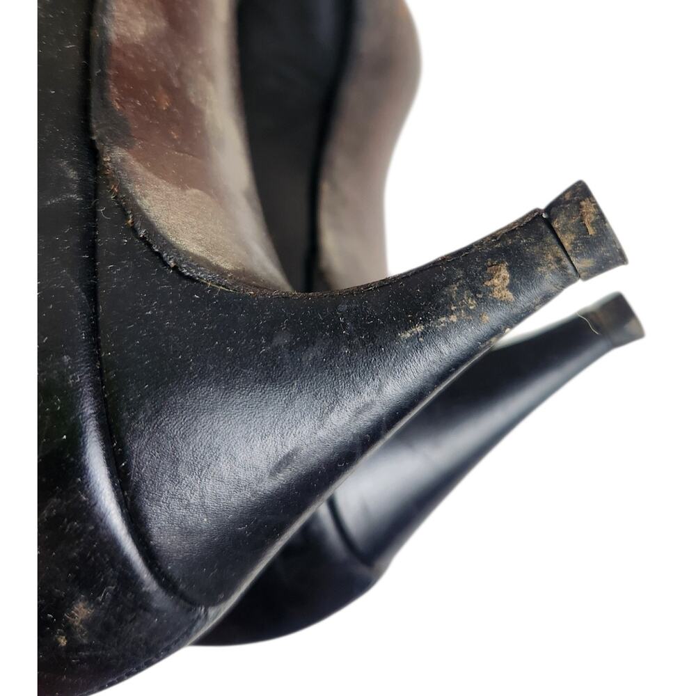 Vtg 50s Anna Silvestri Black Kitten Heels 6.5 N Pointed Toe Bow Cut Out Classy - Picture 8 of 11